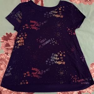 SO Girl’s Y-10 “I can change the world” tunic t-shirt, multicolor star pattern